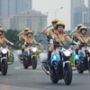 Ấn tượng màn trình diễn của những "bóng hồng" Cảnh sát giao thông dẫn đoàn ở Hà Nội