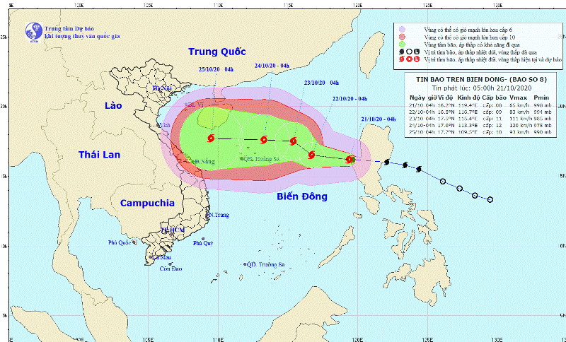 Bão số 8 giật cấp 10 đã vào Biển Đông, từ 24-10 gây mưa lớn cho miền Trung ảnh 1