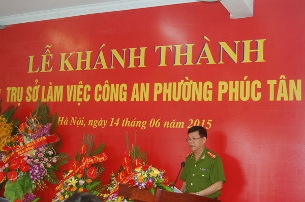 Đại tá Đào Thanh Hải-Phó Giám đốc CATP Hà Nội chỉ đạo CBCS CAP Phúc Tân cần nâng cao hiệu quả sử dụng công trình, đảm bảo tuyệt đối ANTT trên địa bàn