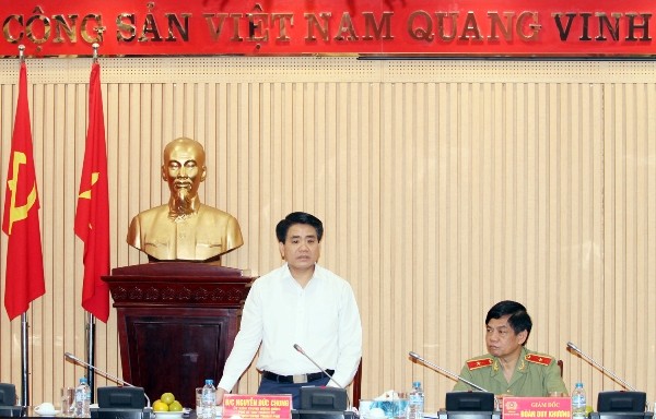 Chủ tịch UBND TP Hà Nội Nguyễn Đức Chung phát biểu chỉ đạo tại buổi kiểm tra