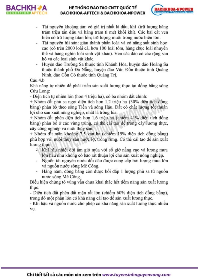 Gợi ý đáp án đề thi môn Địa lý ảnh 5