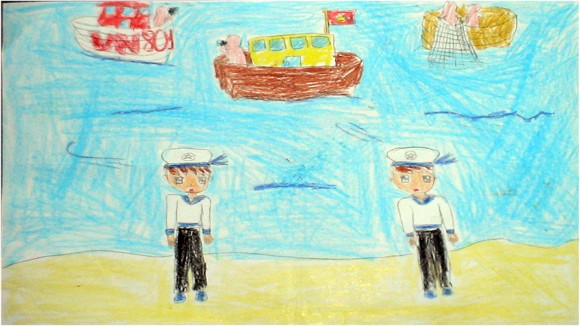 Tranh học sinh trường Dịch Vọng A “gửi các chiến sĩ canh giữ biển đảo quê hương” ảnh 7