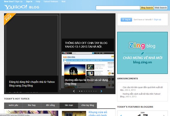 Yahoo! Blog đóng cửa, dân cư mạng chuyển "nhà" sang Zing ảnh 1