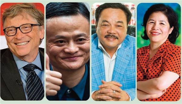 Từ trái qua: Bill Gates, Jack Ma, Trần Quí Thanh, Mai Kiều Liên - những tấm gương tinh thần khởi nghiệp thực sự trân quý