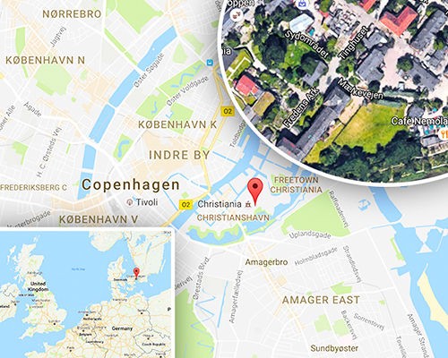 Bản đồ khu vực Christiania ở Copenhagen