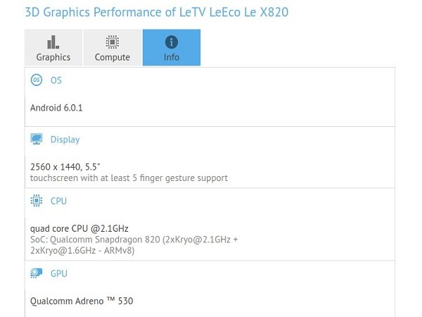 LeEco Le 2 (Le Max 2) xuất hiện trên Benchmark với 6GB RAM ảnh 2