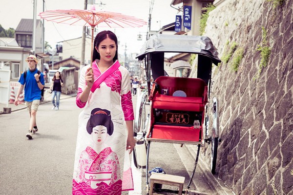 Hoa hậu Ngọc Hân khoe sắc với áo dài ở Nhật Bản ảnh 4
