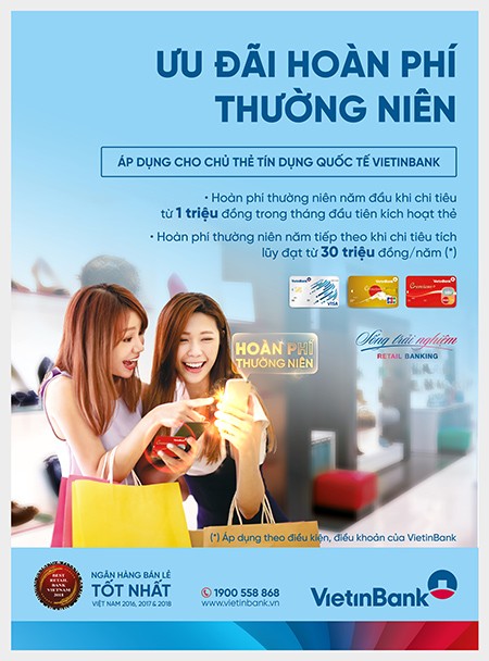 Ưu đãi hoàn phí thường niên cho chủ thẻ tín dụng quốc tế VietinBank ảnh 1