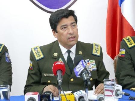Tổng Tư lệnh Cảnh sát quốc gia Ecuador Nelson Villegas trong buổi họp báo