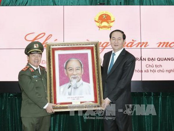 Chủ tịch nước Trần Đại Quang chúc Tết lực lượng thuộc Bộ Công an ảnh 2
