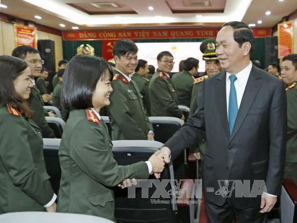 Chủ tịch nước Trần Đại Quang chúc Tết lực lượng thuộc Bộ Công an ảnh 3