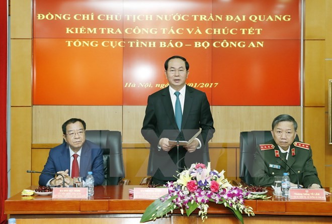 Chủ tịch nước Trần Đại Quang chúc Tết lực lượng thuộc Bộ Công an ảnh 1