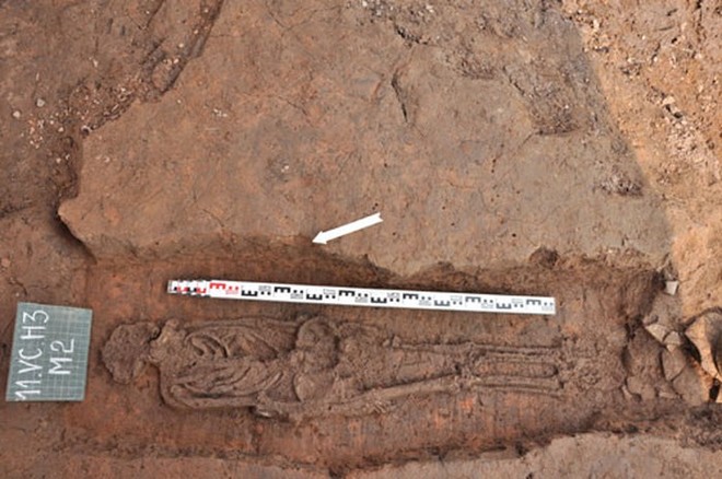 Di chỉ mộ táng được phát hiện trong một đợt khai quật khảo cổ học Vườn Chuối