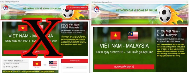 Cảnh báo: Xuất hiện trang web giả mạo bán vé chung kết Việt Nam - Malaysia ảnh 1