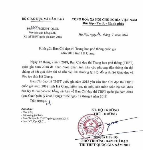 Điểm thi THPT quốc gia cao bất thường, Hà Giang bị yêu cầu rà soát lại các khâu tổ chức thi ảnh 1