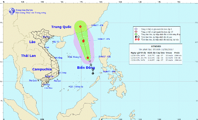 Cơn bão đầu tiên xuất hiện ở Biển Đông trong năm 2017 sẽ đi về Hồng Kông