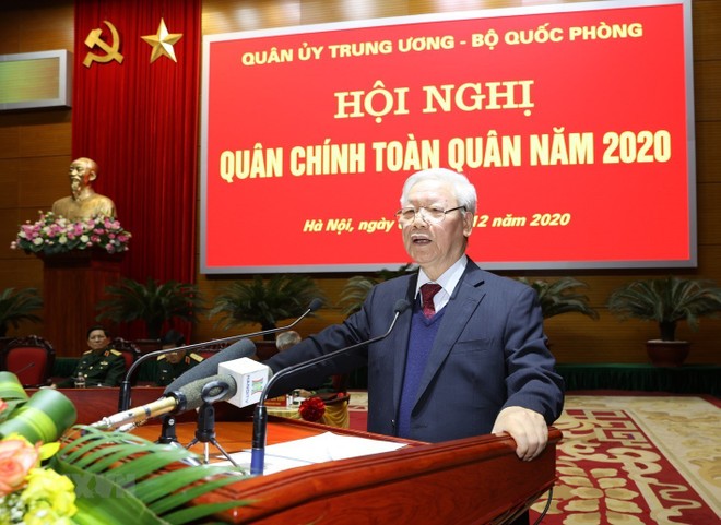 Tổng Bí thư - Chủ tịch nước Nguyễn Phú Trọng: Quân đội tuyệt đối không được chủ quan, thỏa mãn ảnh 1