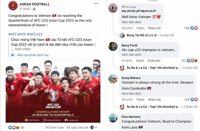 CĐV Đông Nam Á chúc mừng và tự hào về U23 Việt Nam ảnh 1