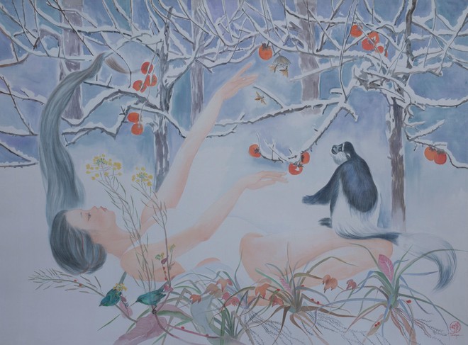 "Thiên điểu xanh"-Triển lãm tranh lụa của nữ họa sĩ Tống Ngọc ảnh 5