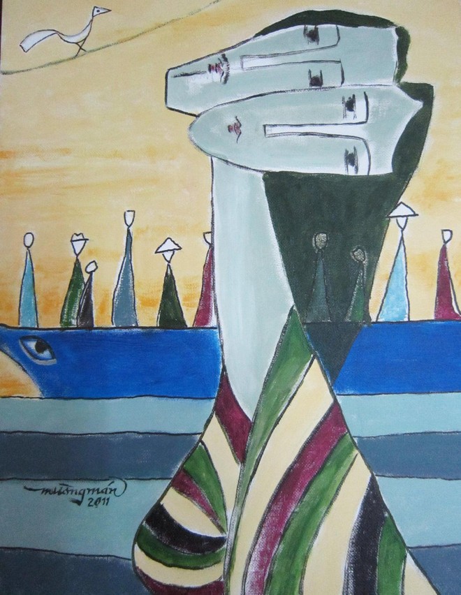 Nhà văn Mường Mán bày tranh