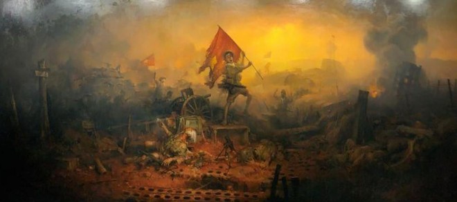 Trưng bày bức tranh sơn dầu kích thước lớn về chiến thắng Điện Biên Phủ tại Hà Nội ảnh 1