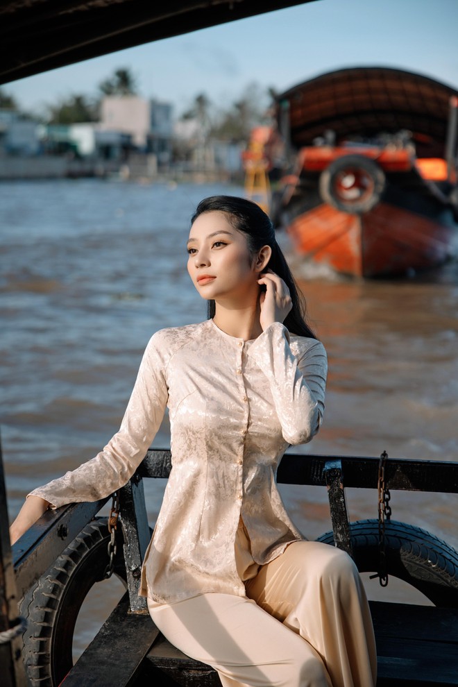 Lâm Thu Hồng muốn giới thiệu áo bà ba tại đấu trường "Miss Globe 2022" ảnh 3