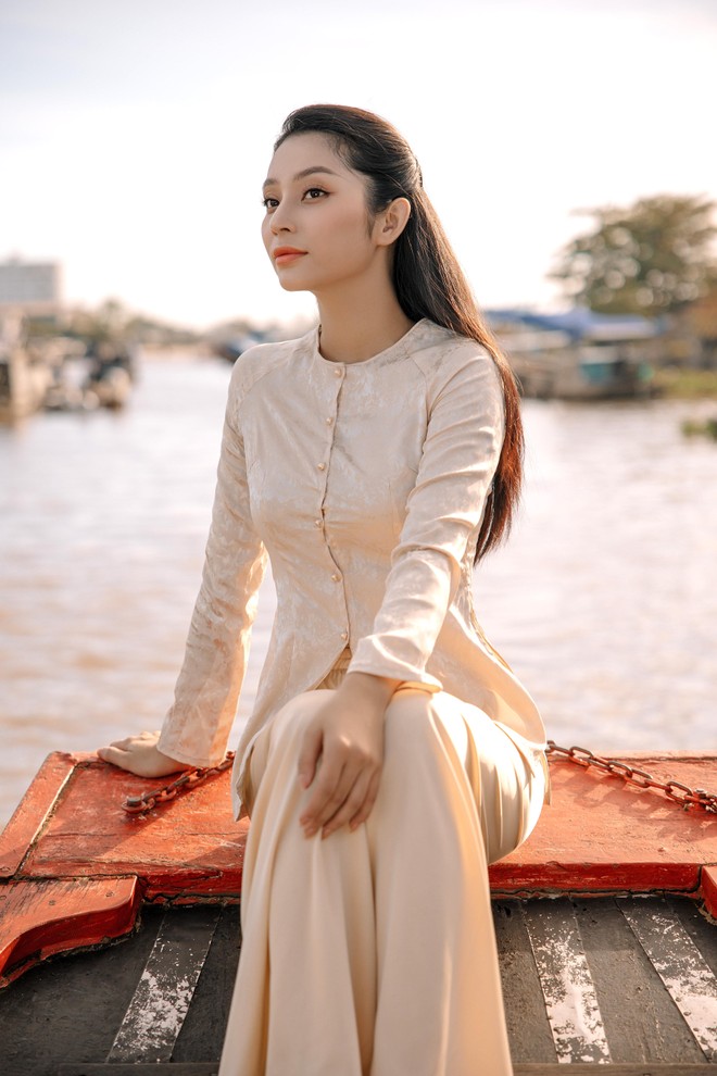 Lâm Thu Hồng muốn giới thiệu áo bà ba tại đấu trường "Miss Globe 2022" ảnh 5