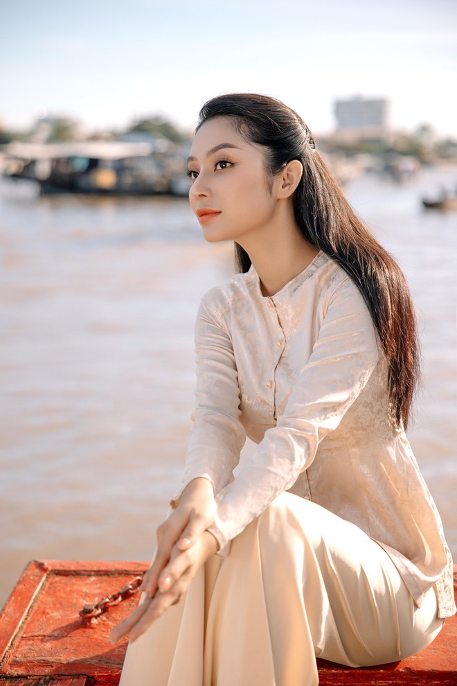 Lâm Thu Hồng muốn giới thiệu áo bà ba tại đấu trường "Miss Globe 2022" ảnh 4