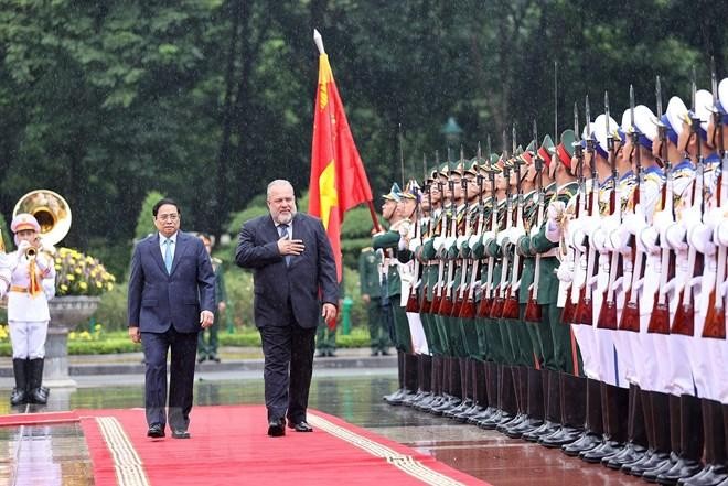 Thủ tướng Phạm Minh Chính chủ trì lễ đón Thủ tướng Cuba Manuel Marrero Cruz thăm hữu nghị chính thức Việt Nam ảnh 8