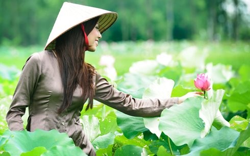 Hoa hậu biển Nguyễn Thị Loan mộc mạc bên đóa hoa sen ảnh 8