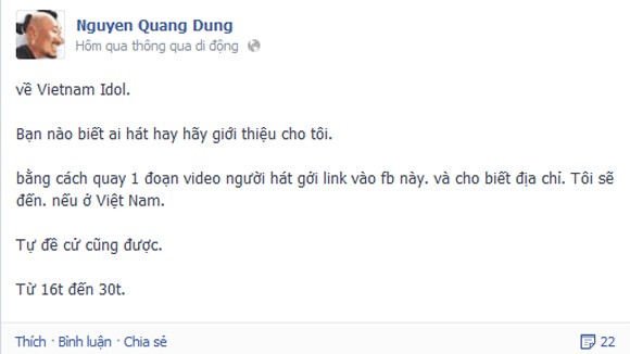 Quang Dũng đích thân tìm ứng viên tiềm năng cho Vietnam Idol 2013 ảnh 1