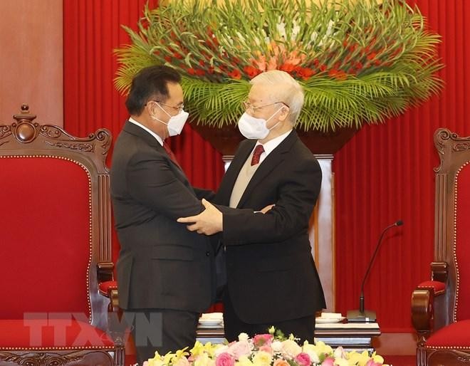 Tổng Bí thư Nguyễn Phú Trọng tiếp Chủ tịch Quốc hội Lào Xaysomphone ảnh 1