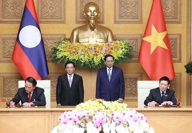 Thủ tướng Phạm Minh Chính hội đàm với Thủ tướng Lào Phankham Viphavanh ảnh 3
