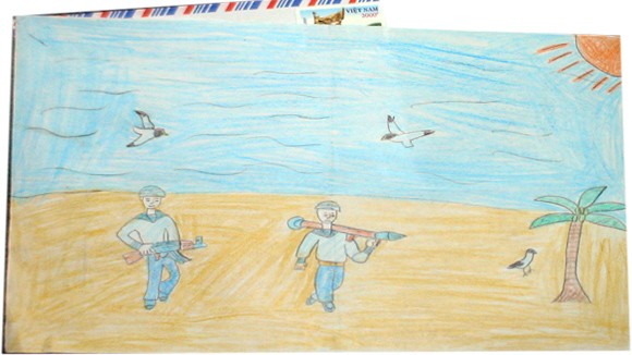 Tranh học sinh THCS Tiền Phong “gửi các chiến sĩ canh giữ biển đảo quê hương” ảnh 4