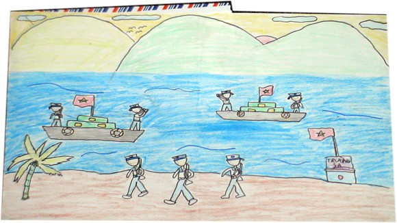 Tranh học sinh THCS Tiền Phong “gửi các chiến sĩ canh giữ biển đảo quê hương” ảnh 5
