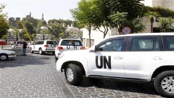 Xe thanh sát viên vũ khí hóa học Liên Hợp Quốc bị chặn bắn ở Syria ảnh 1