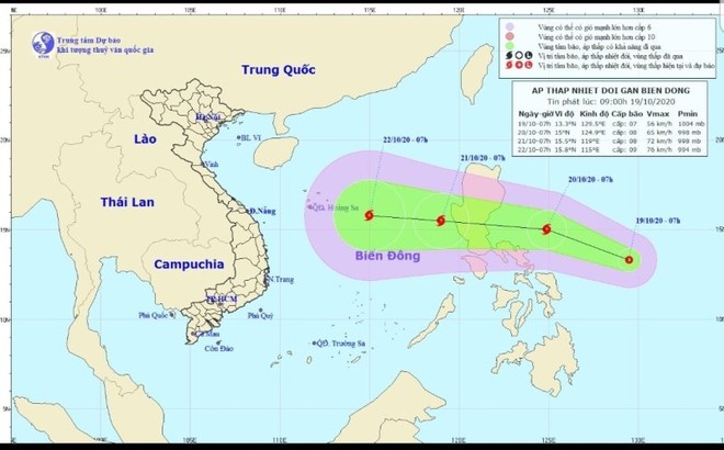 Áp thấp nhiệt đới áp sát Biển Đông, nguy cơ hướng vào miền Trung Việt Nam ảnh 1