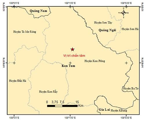 Động đất cường độ 3,8 độ richter tại huyện Kon Plông (Kon Tum) ảnh 1