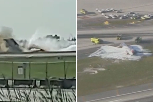 Máy bay chở khách gặp sự cố trong lúc hạ cánh, bốc cháy tại Mỹ ảnh 1